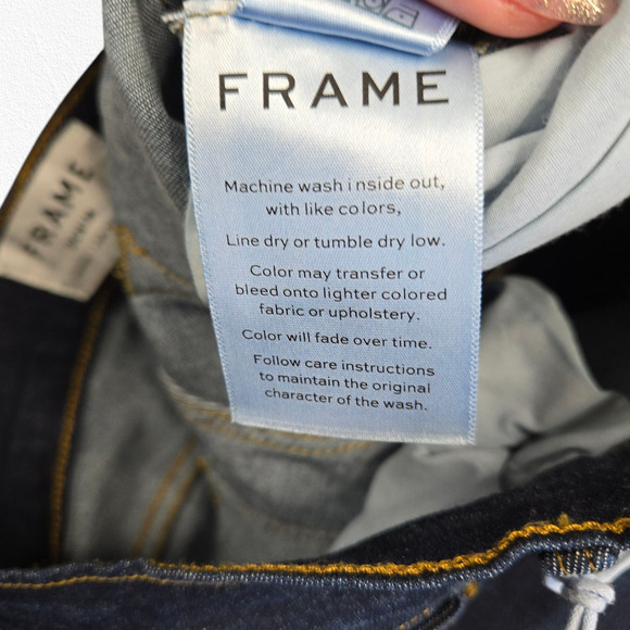 FRAME Dark Wash High Waisted Ankle Stretch Le High Skinny Jeans Size 24 $215 NWT - Picture 10 of 13